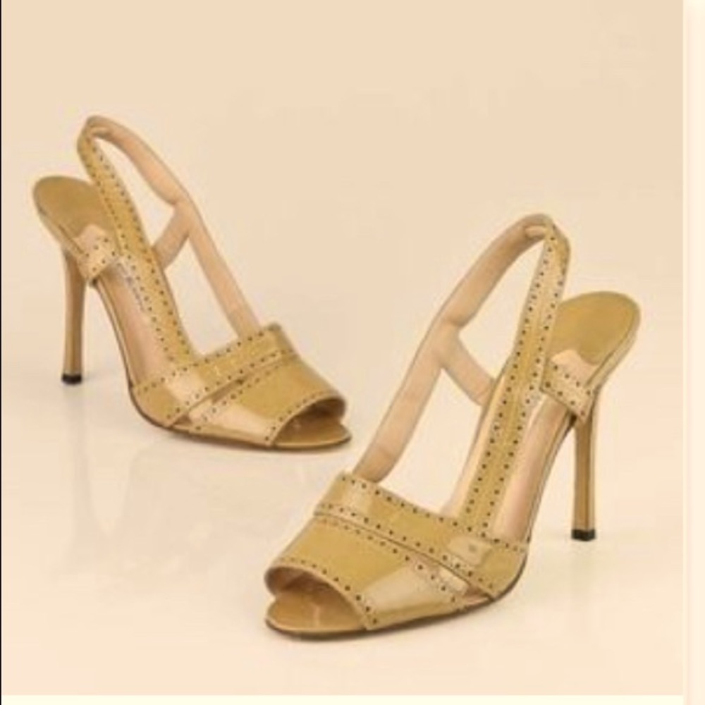 Manolo Blahnik tan heeled sandals size 39